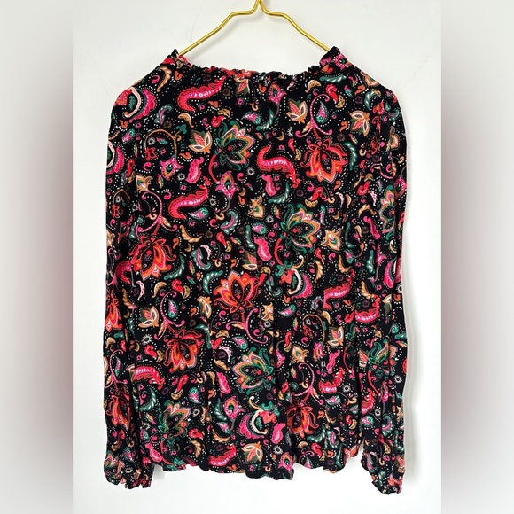 Croft & Barrow Bold Colorful Flowy Paisley Long Sleeve Top Blouse Women’s Medium - Picture 3 of 6